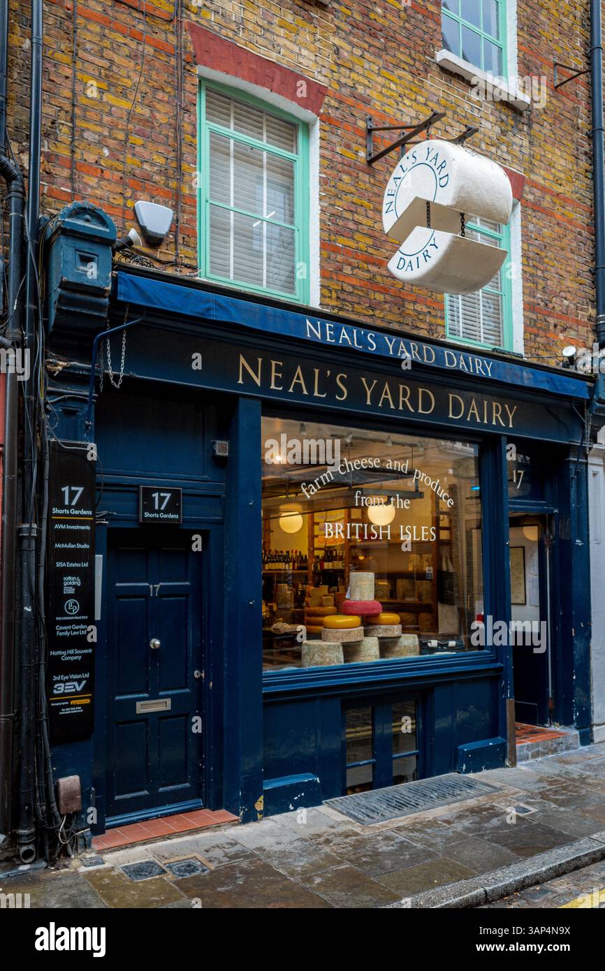 Neal's Yard Dairy Covent Garden London - entrance to Neal's Yard Dairy Store in Covent Garden London. Stock Photo