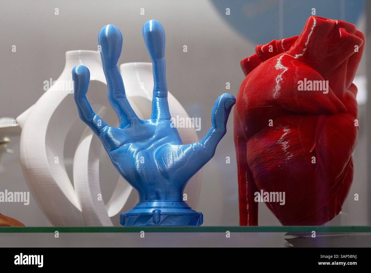 Models printed from plastic on a 3D printer. Industry Stock Photo
