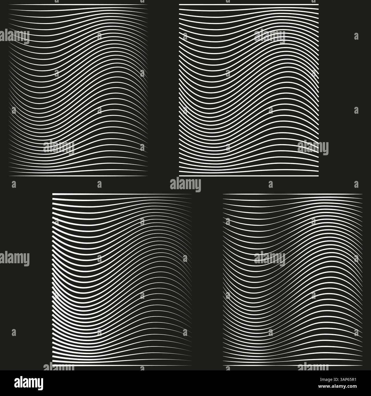 Wave pattern collection. Curved line flow. Black white contrast. Vector ...