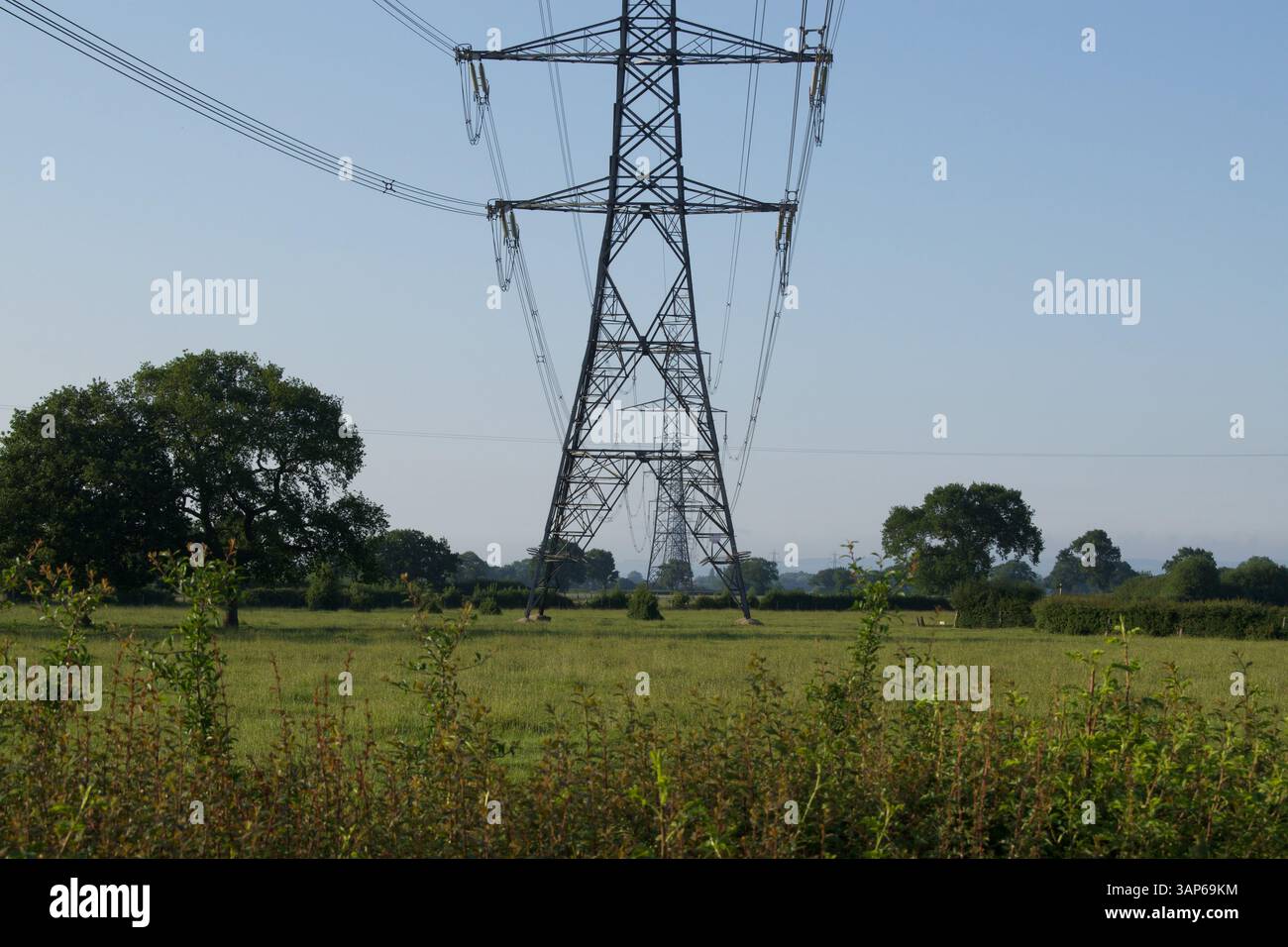 Landscape with a pylon Stock Photo - Alamy