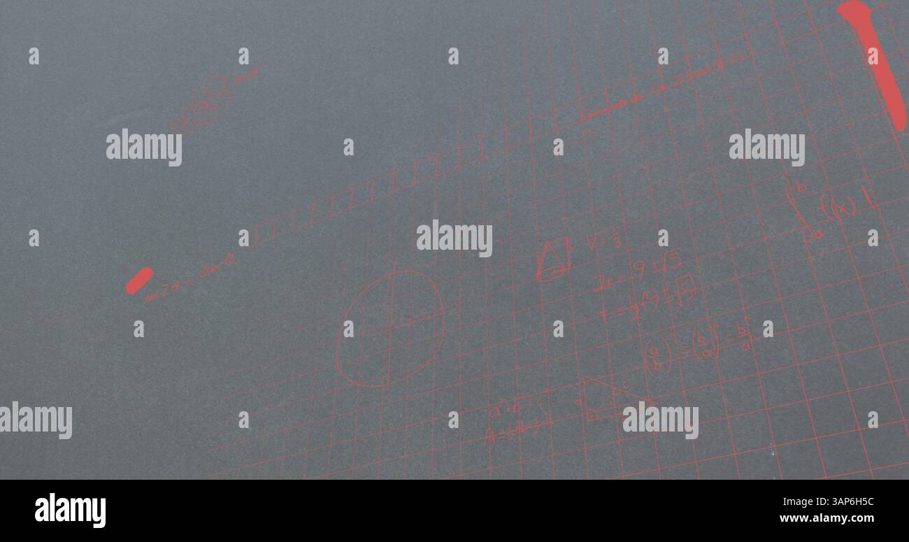 Image of mathematical equations over grey background Stock Photo
