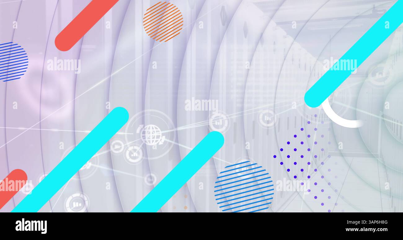 Image of data processing over shapes Stock Photo
