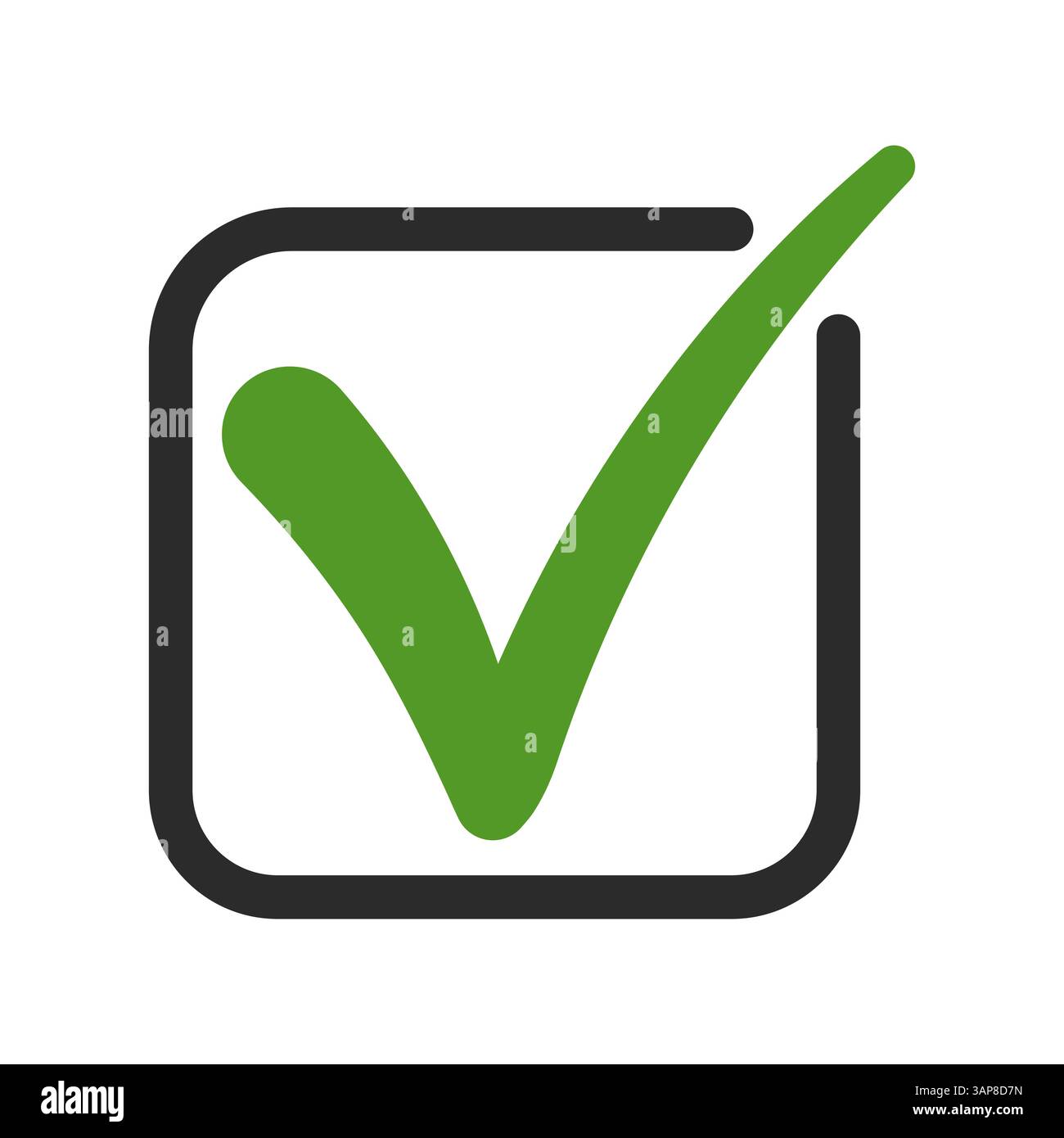 Green Check Mark Inside Black Square Box Symbol voting elections Stock Vector