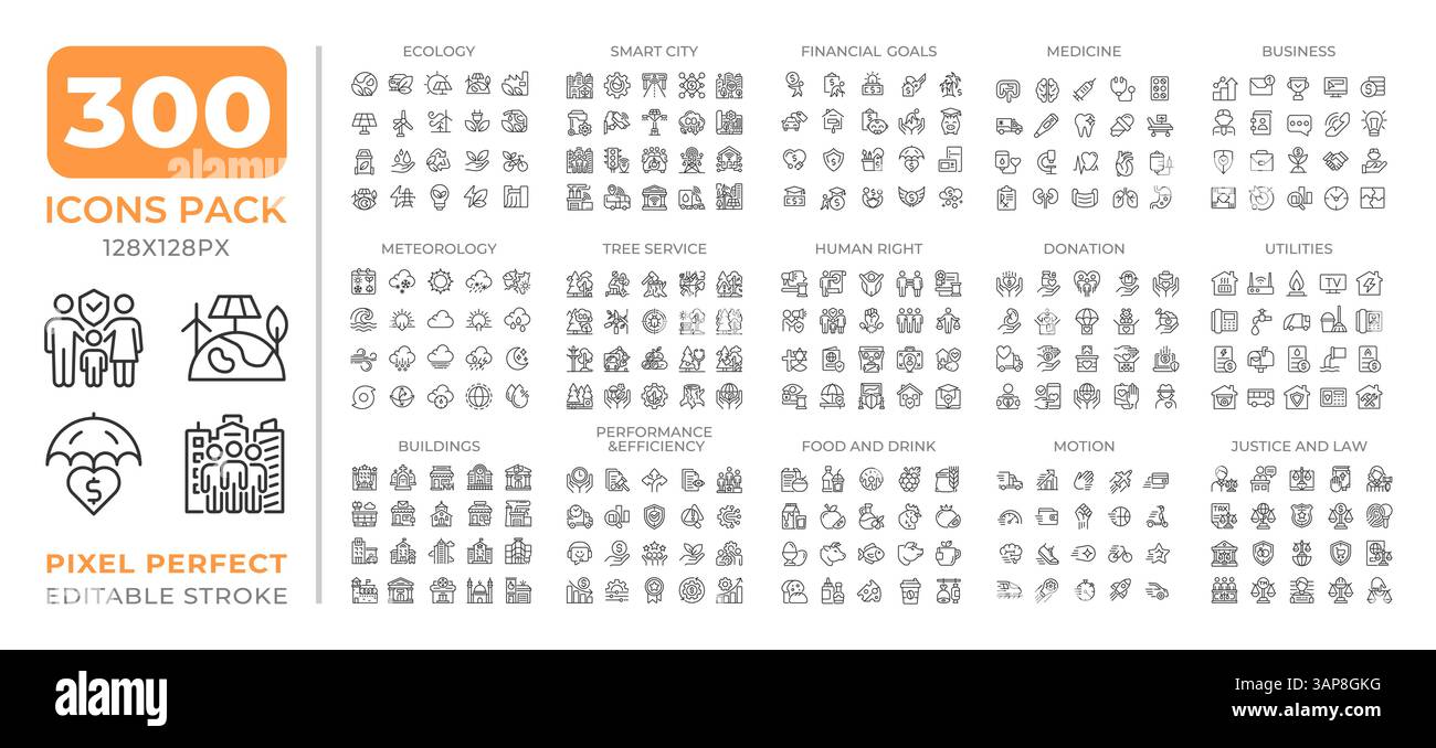 Sustainability line icons set collection Stock Vector