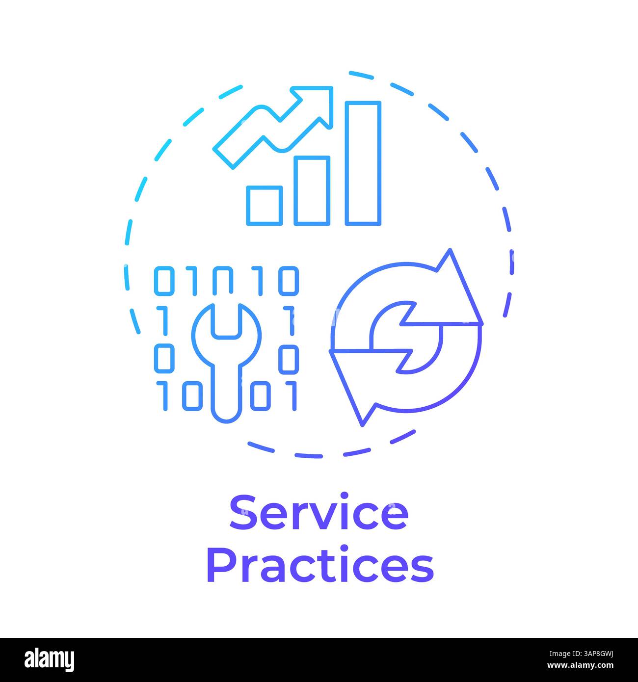 Service practices blue gradient concept icon Stock Vector