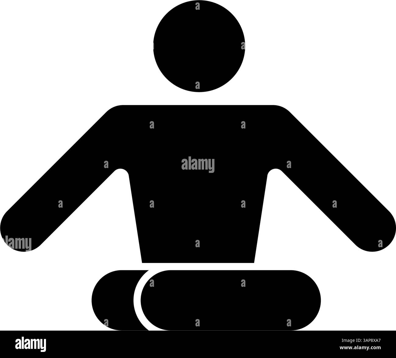 Simple black silhouette vector icon of a person in a cross legged ...