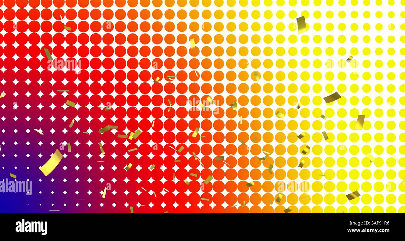 Image of confetti falling over gradient yellow to blue dotted ...
