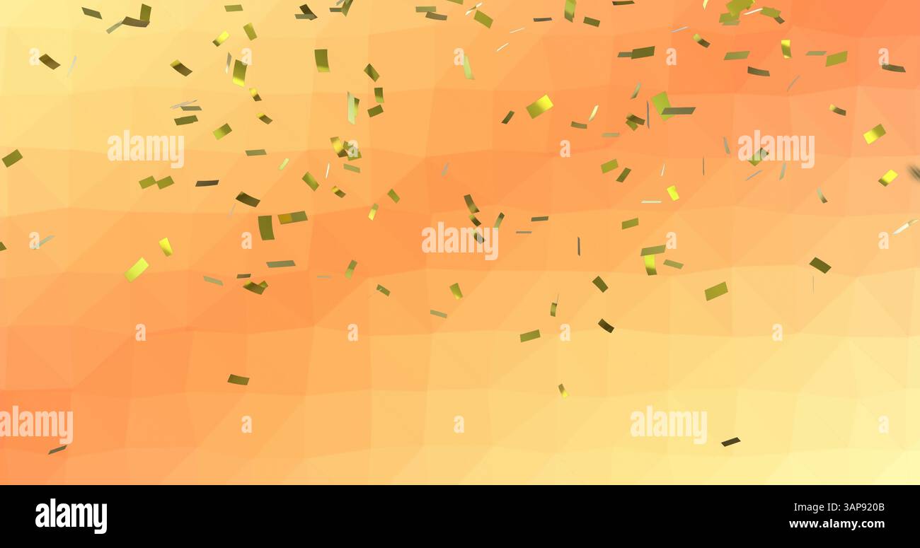 Image of confetti falling over gradient orange background Stock Photo ...