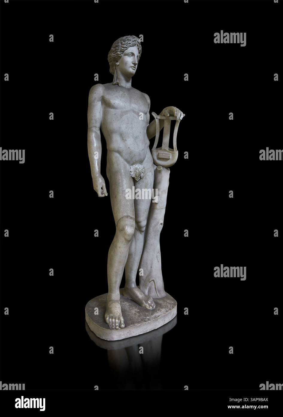 Roman statue of Apollo with a lyre, Roman 1st cent AD inspired by an ...