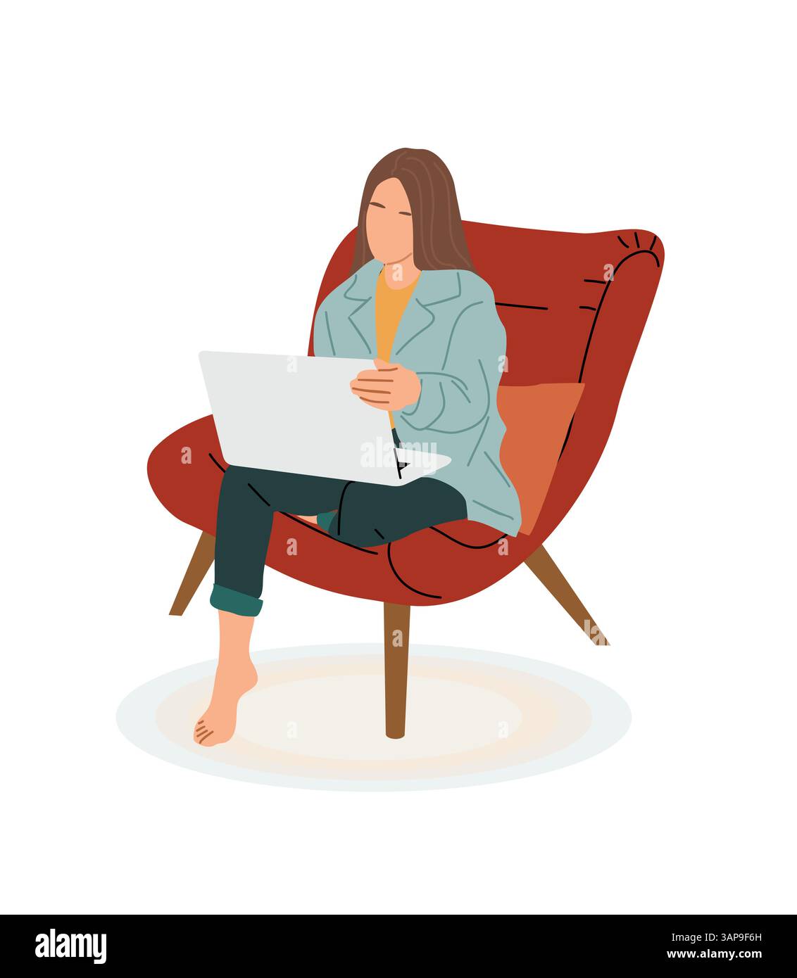 Business woman sitting in armchair with laptop Stock Vector Image & Art ...