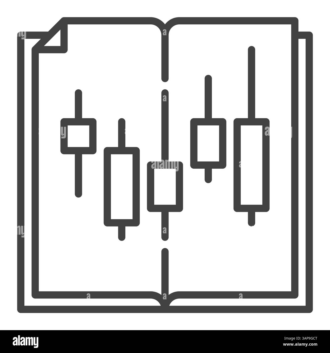 Book with Candlestick Chart vector concept thin line icon or symbol ...