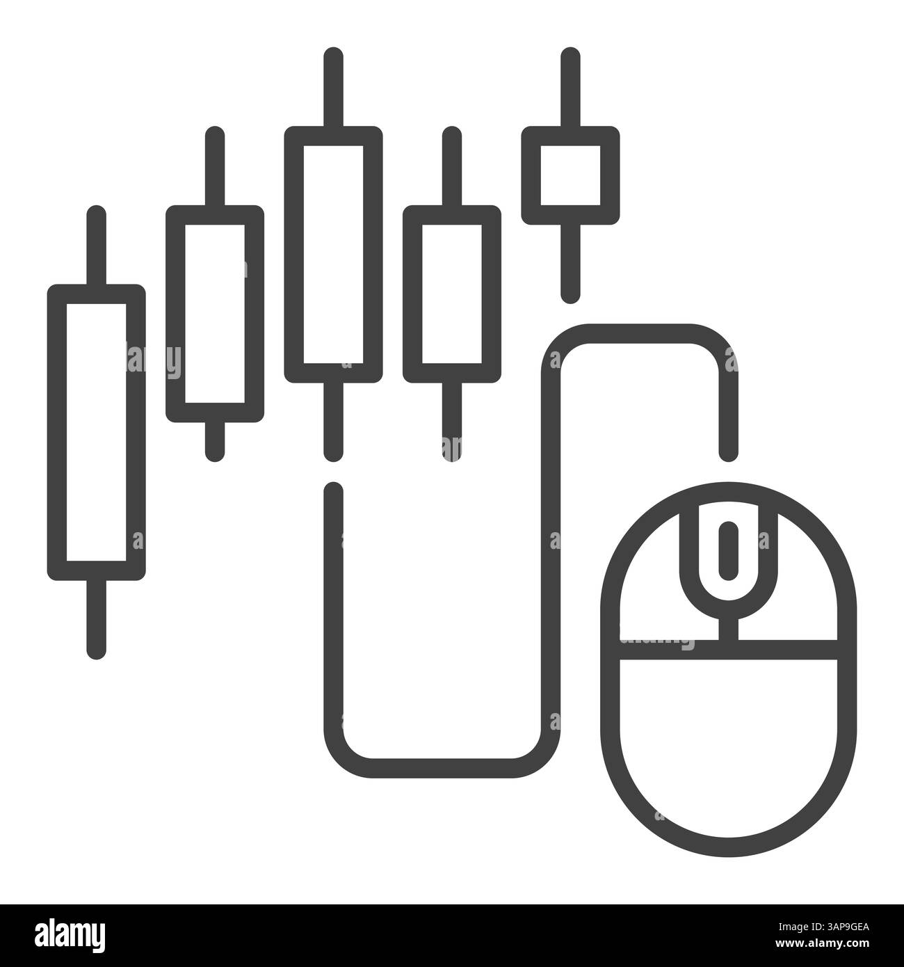 Candlestick chart with Computer Mouse vector concept icon or symbol in ...