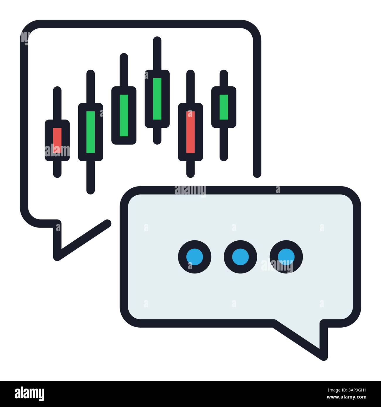Candlestick Chart in Speech Bubble vector concept colored icon or sign Stock Vector