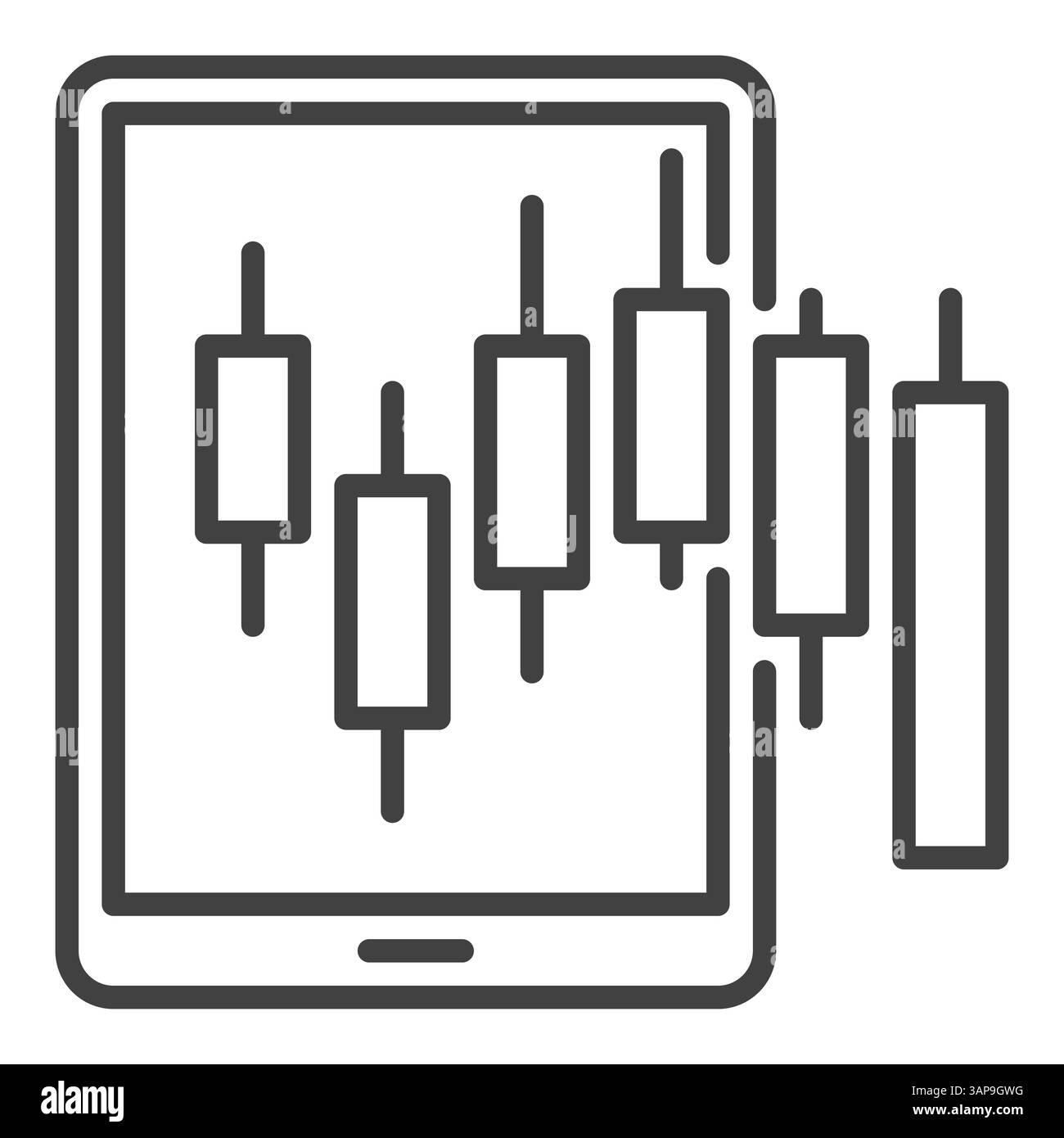 Candlestick pattern chart on Smartphone Screen vector concept outline icon or symbol Stock Vector