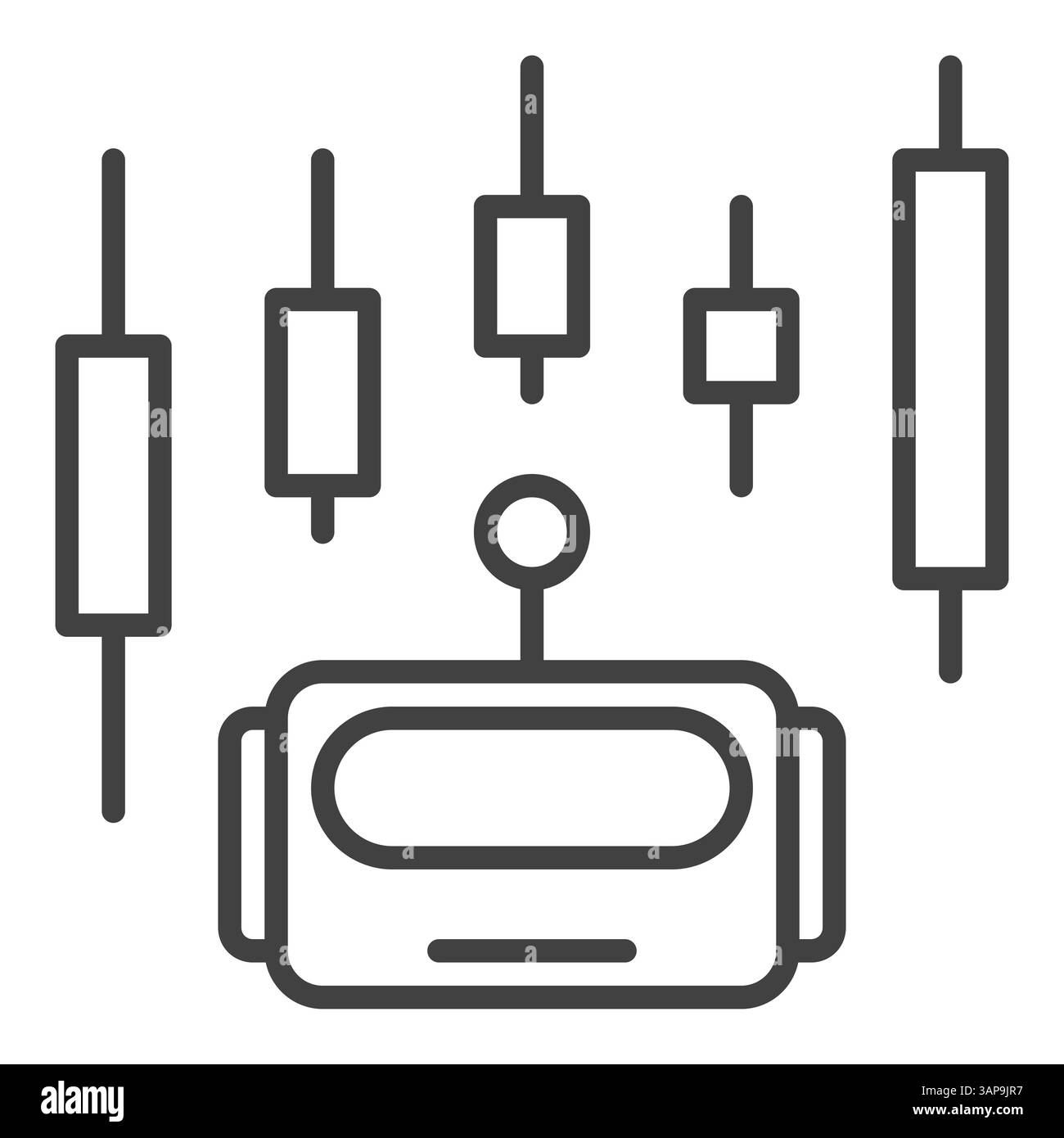 Robot and Candlestick Trading Chart vector concept icon or sign in thin ...