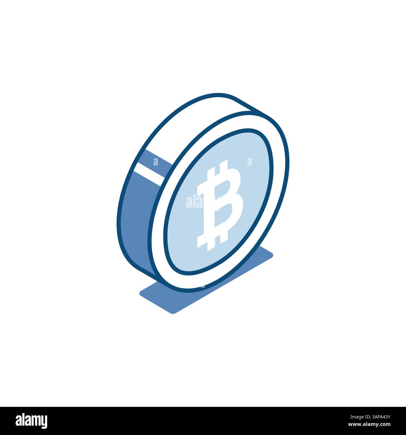bitcoin isometric vector linear icon, in color on white background, finance and business or cryptocurrency Stock Vector