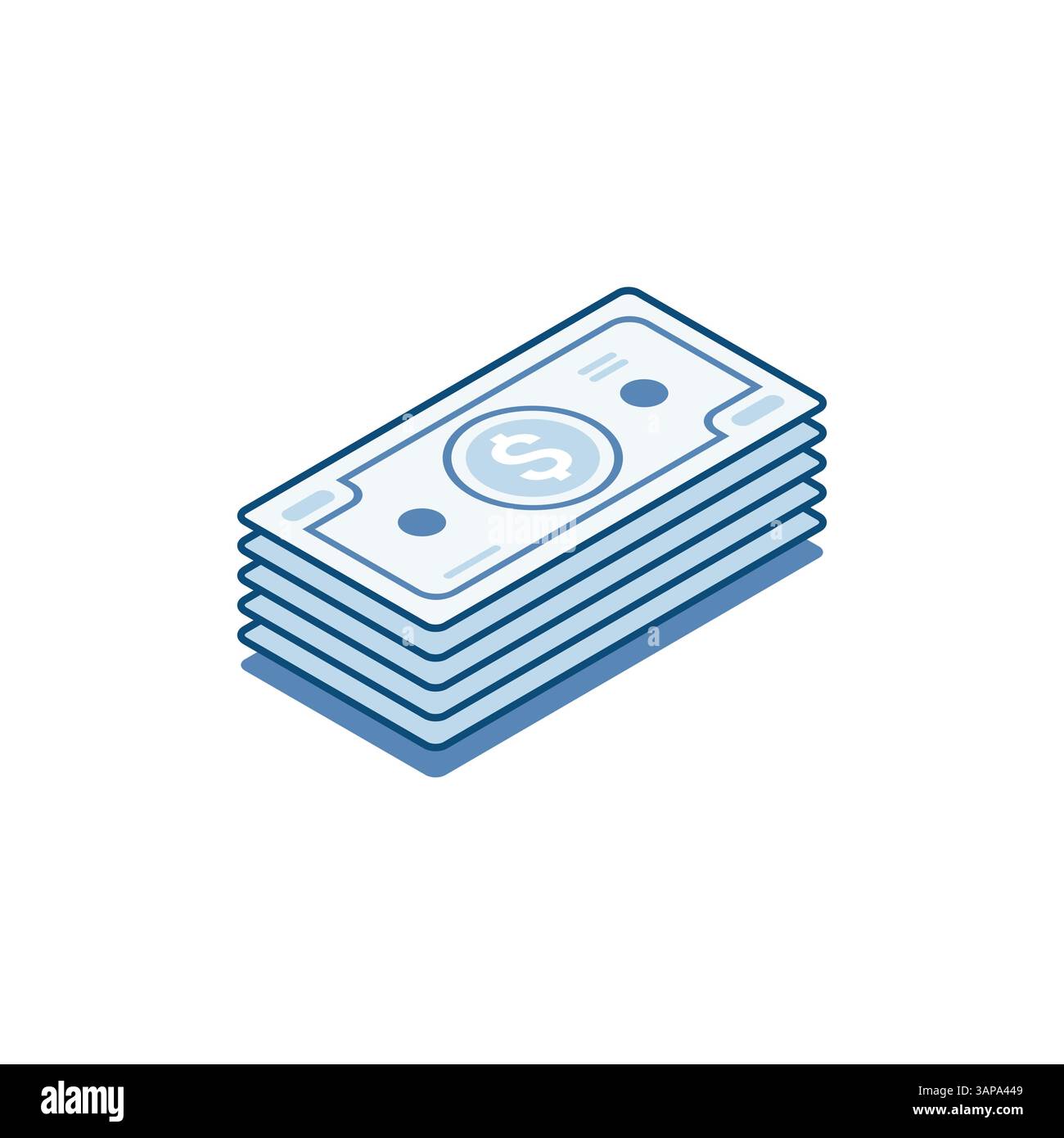 isometric vector banknotes linear icon with dollar icon, in color on ...