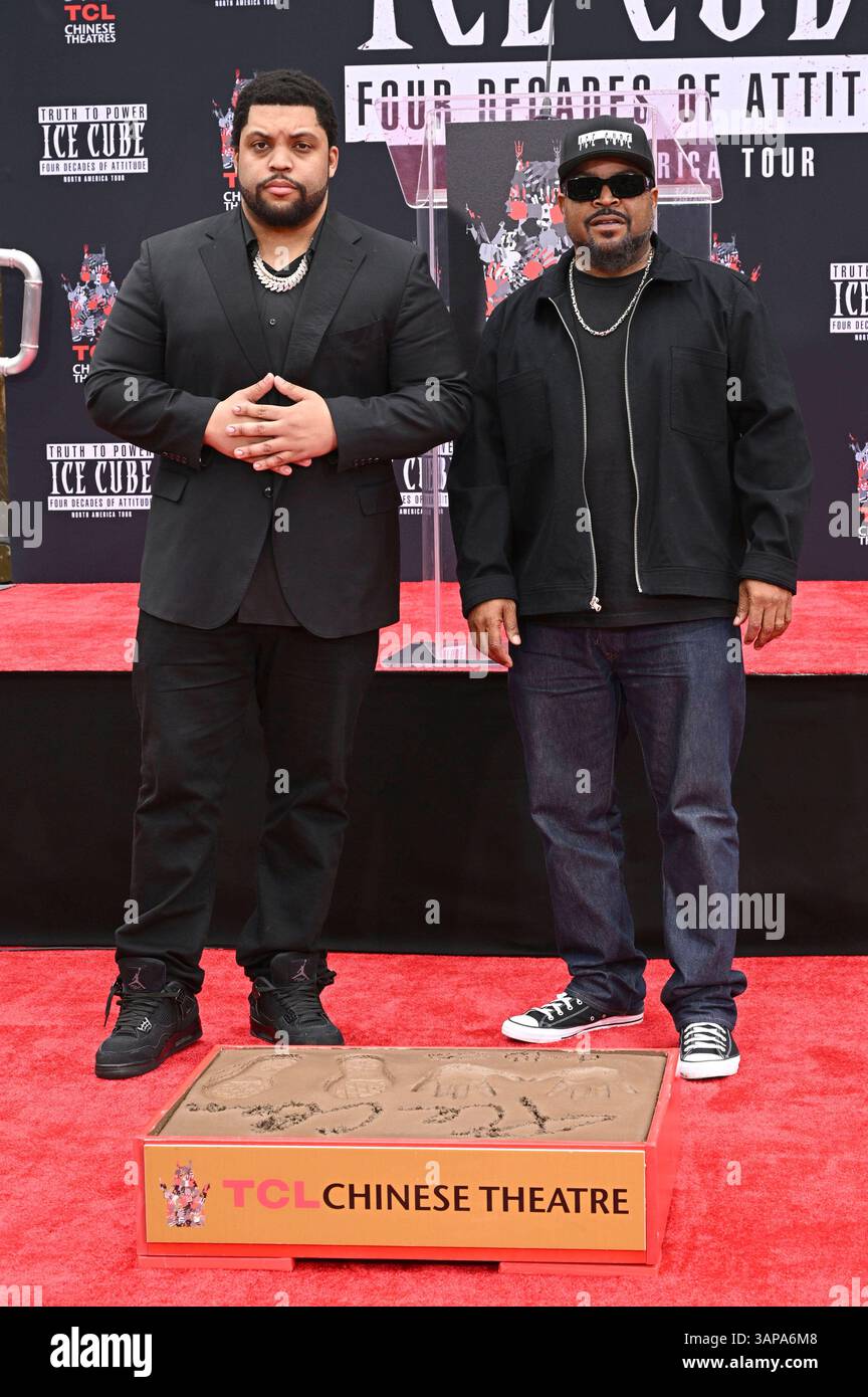 O Shea Jackson Jr. mit Vater Ice Cube bei Ice Cubes Hand and Footprints ...