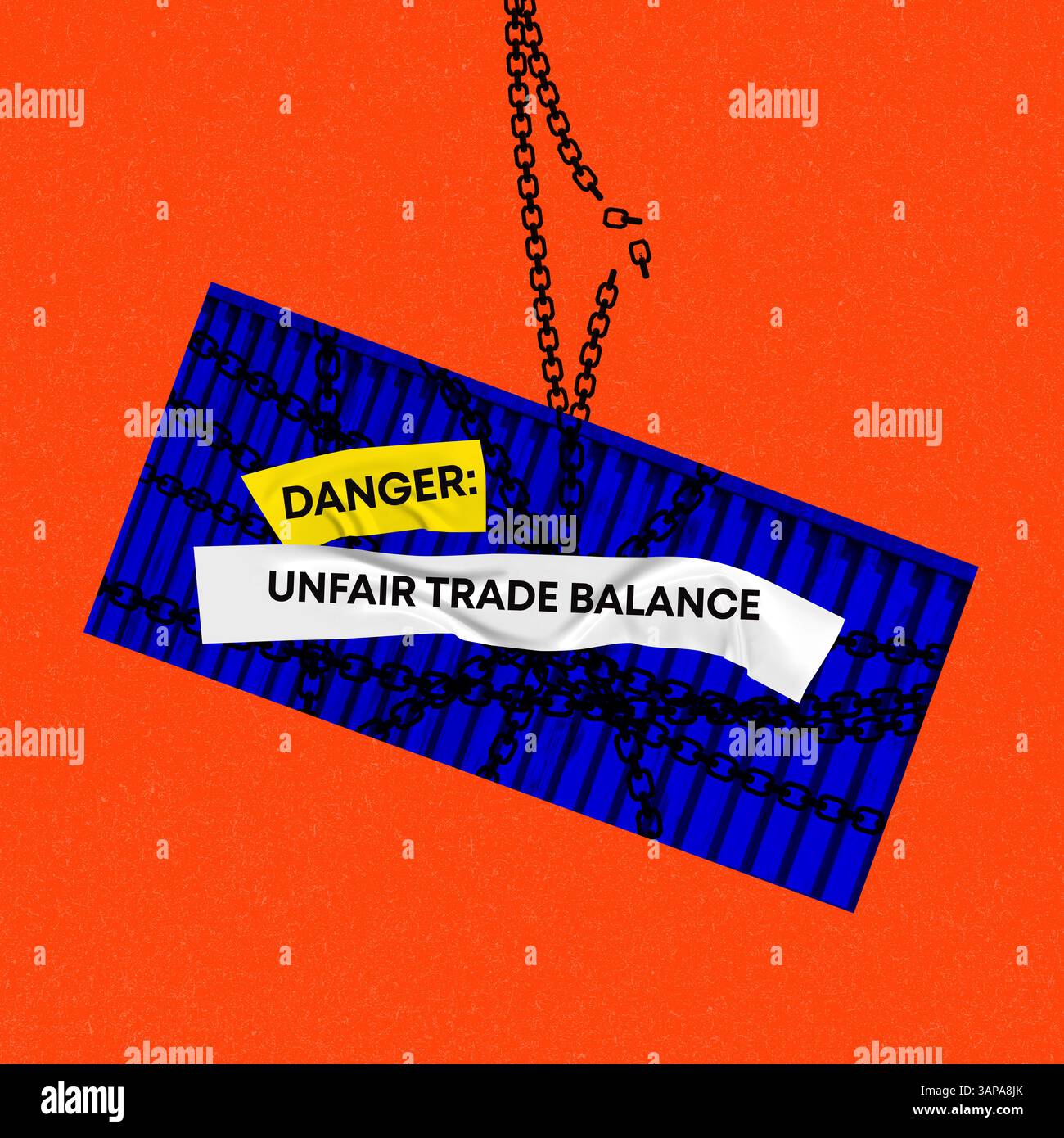 Trading Warning Sign Warning sign over container wrapped in chains warns of unfair trade ...