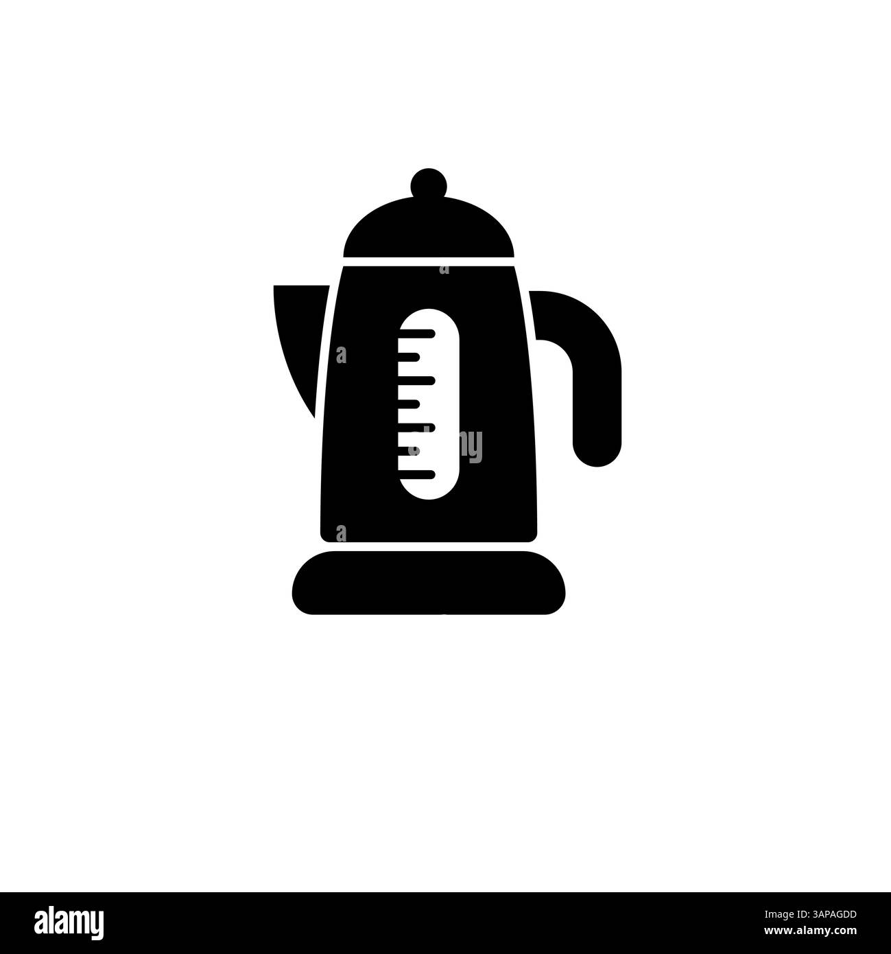 Electric Kettle, Teapot Silhouette Solid Flat Vector Icon Isolated on White Background. Stock Vector