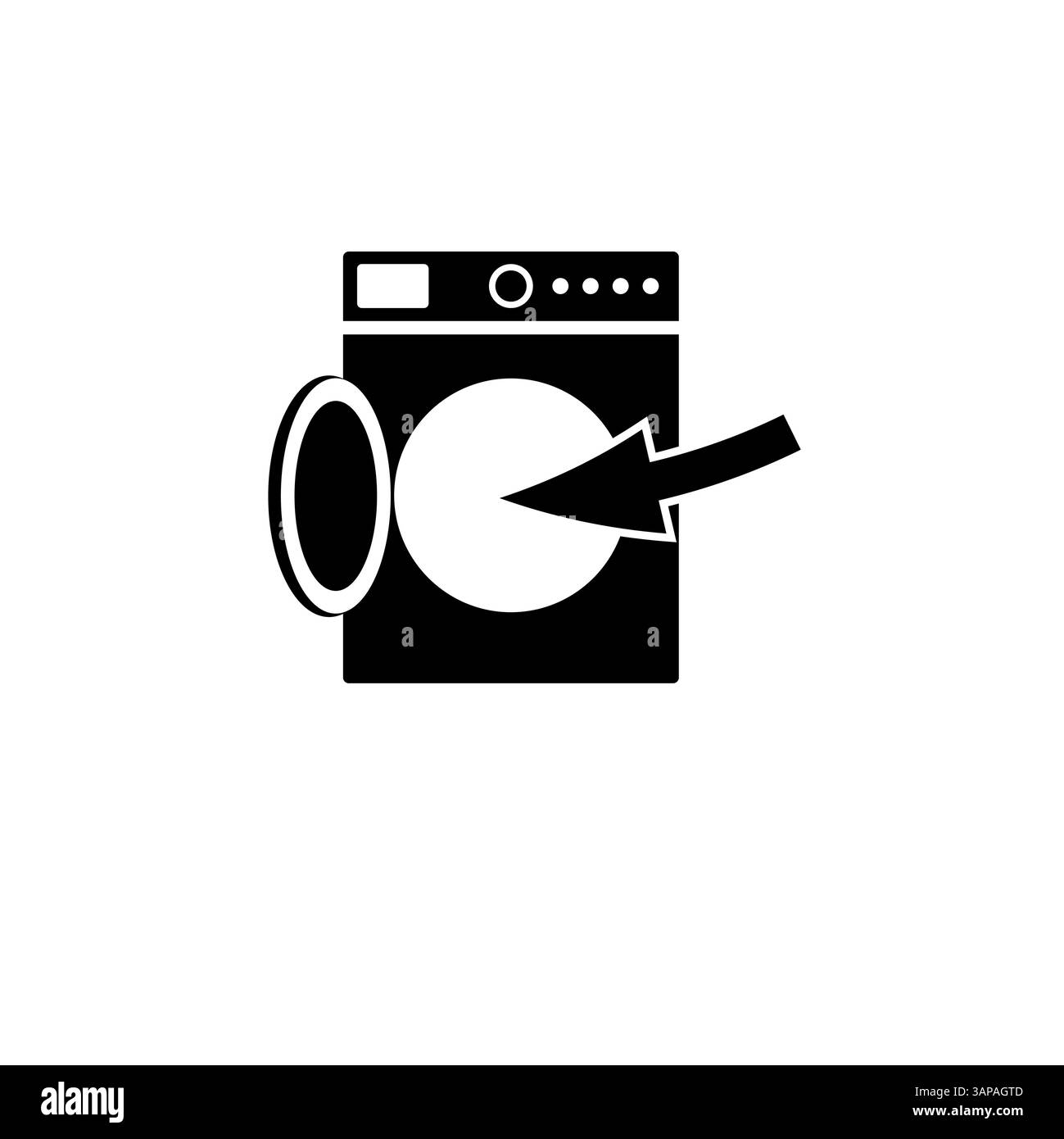 Loading Laundry Washing Machine, Laundromat Solid Flat Vector Icon Isolated on White Background. Stock Vector