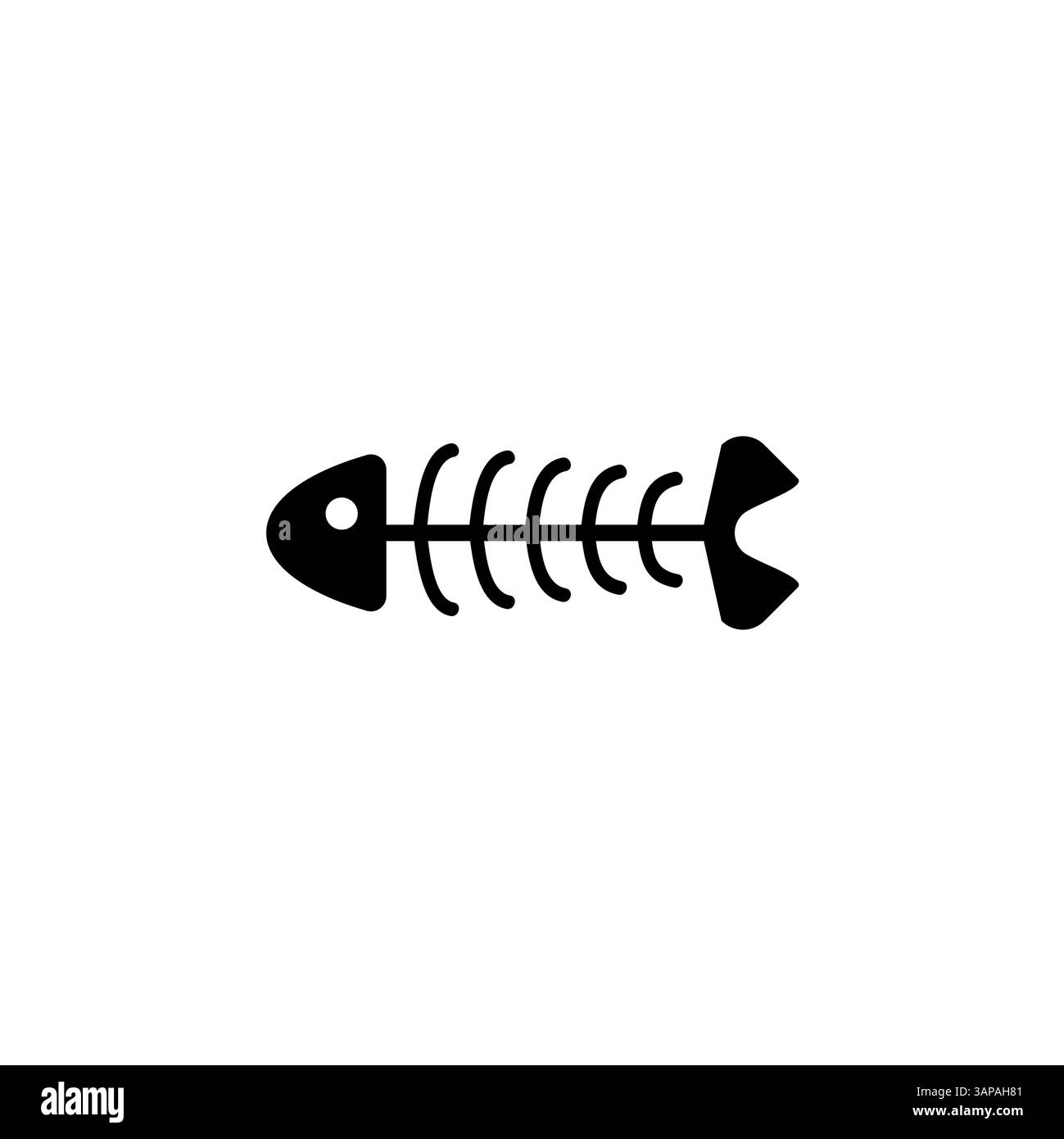 Fish Skeleton, Fishbone Fossil Solid Flat Vector Icon Isolated on White ...