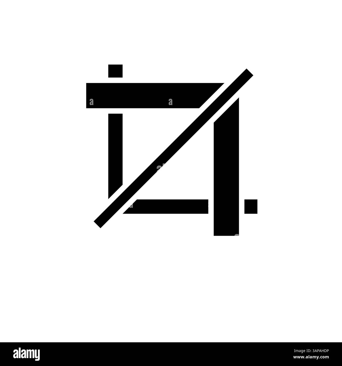 Crop Tool Frame, Cropping Instrument Solid Flat Vector Icon Isolated on White Background. Stock Vector