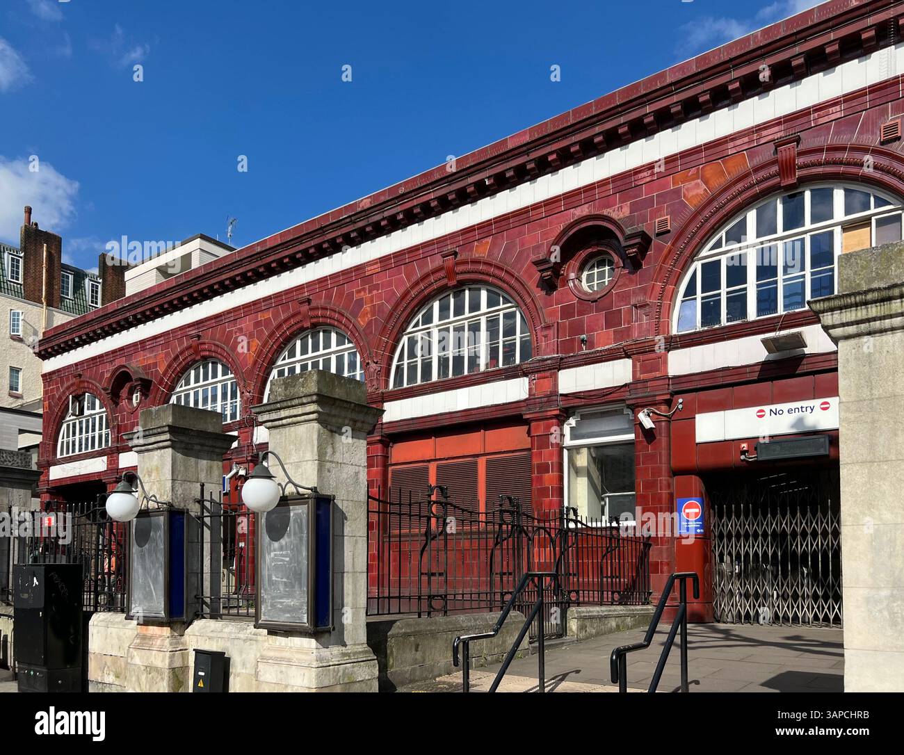 The period facade of Belsize Park Underground Station, north London, south east England, UK - Smartphone Captured Stock Image