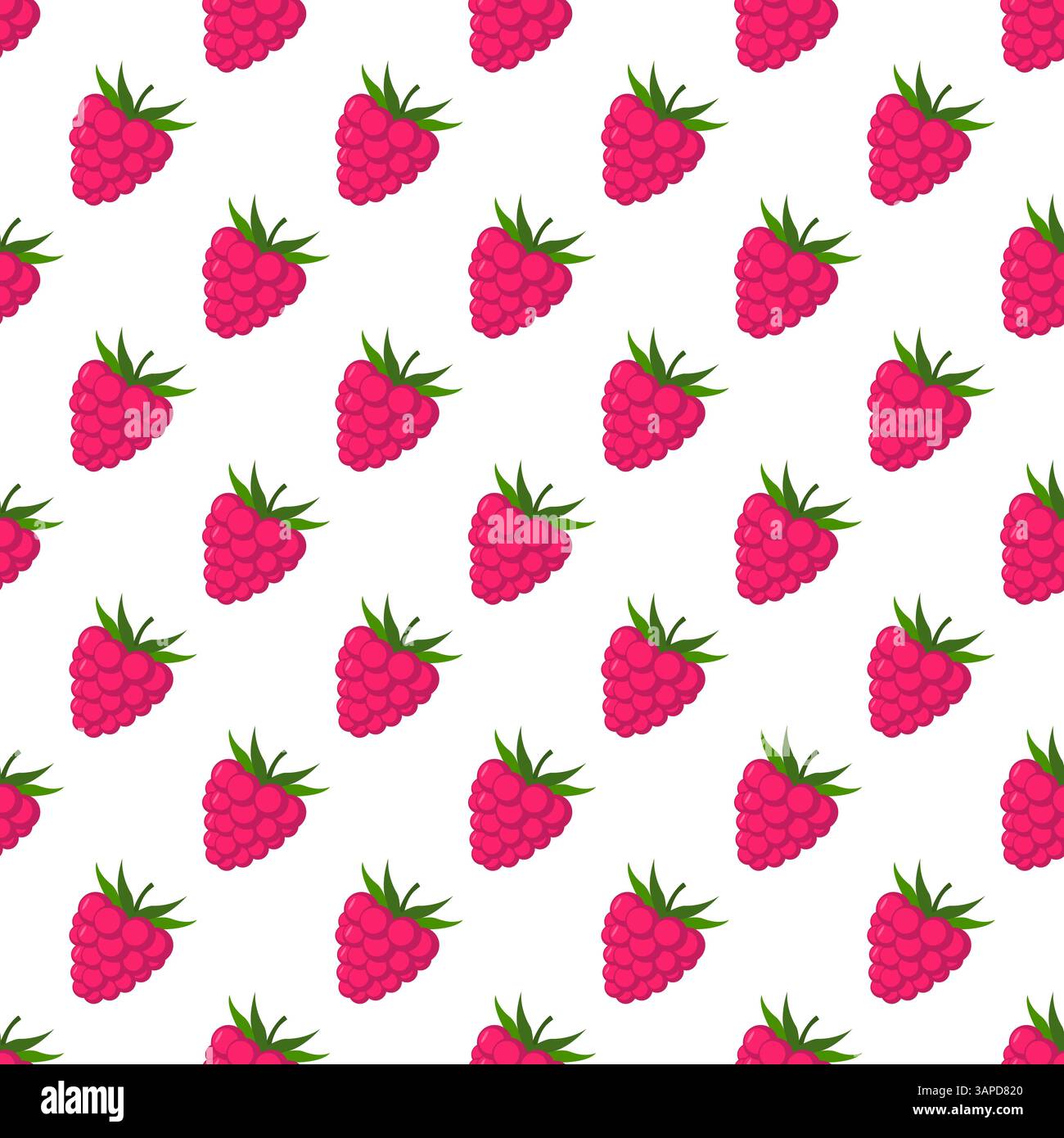 Seamless pattern of raspberries white background Stock Vector