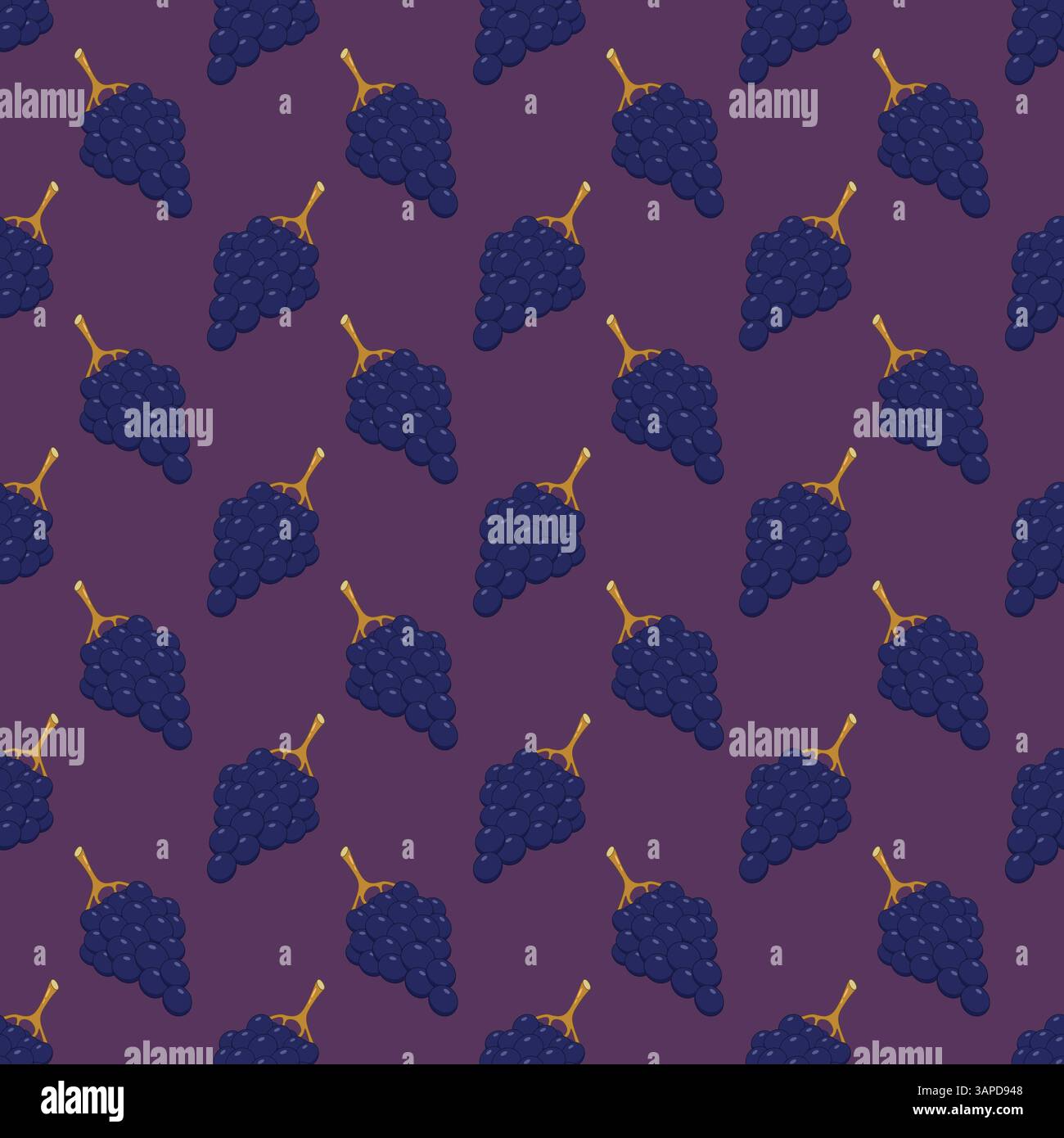 Dark grapes seamless pattern purple background Stock Vector