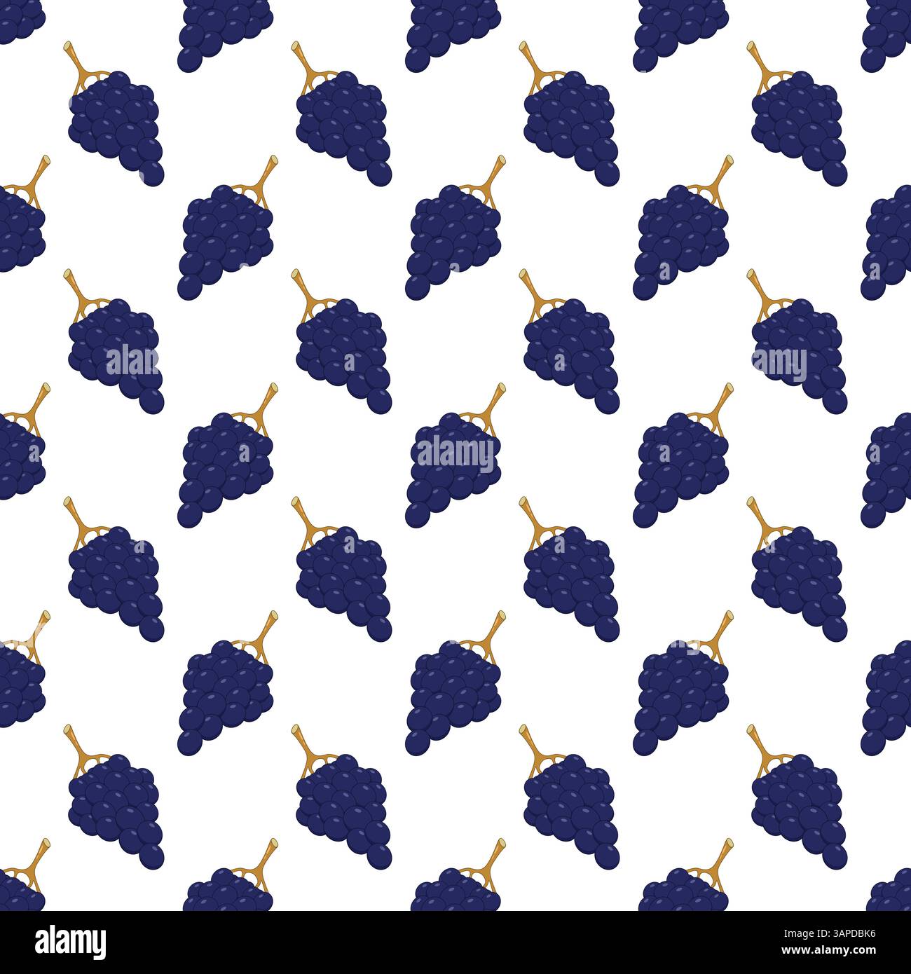 Seamless pattern with blue grapes on a white background Stock Vector