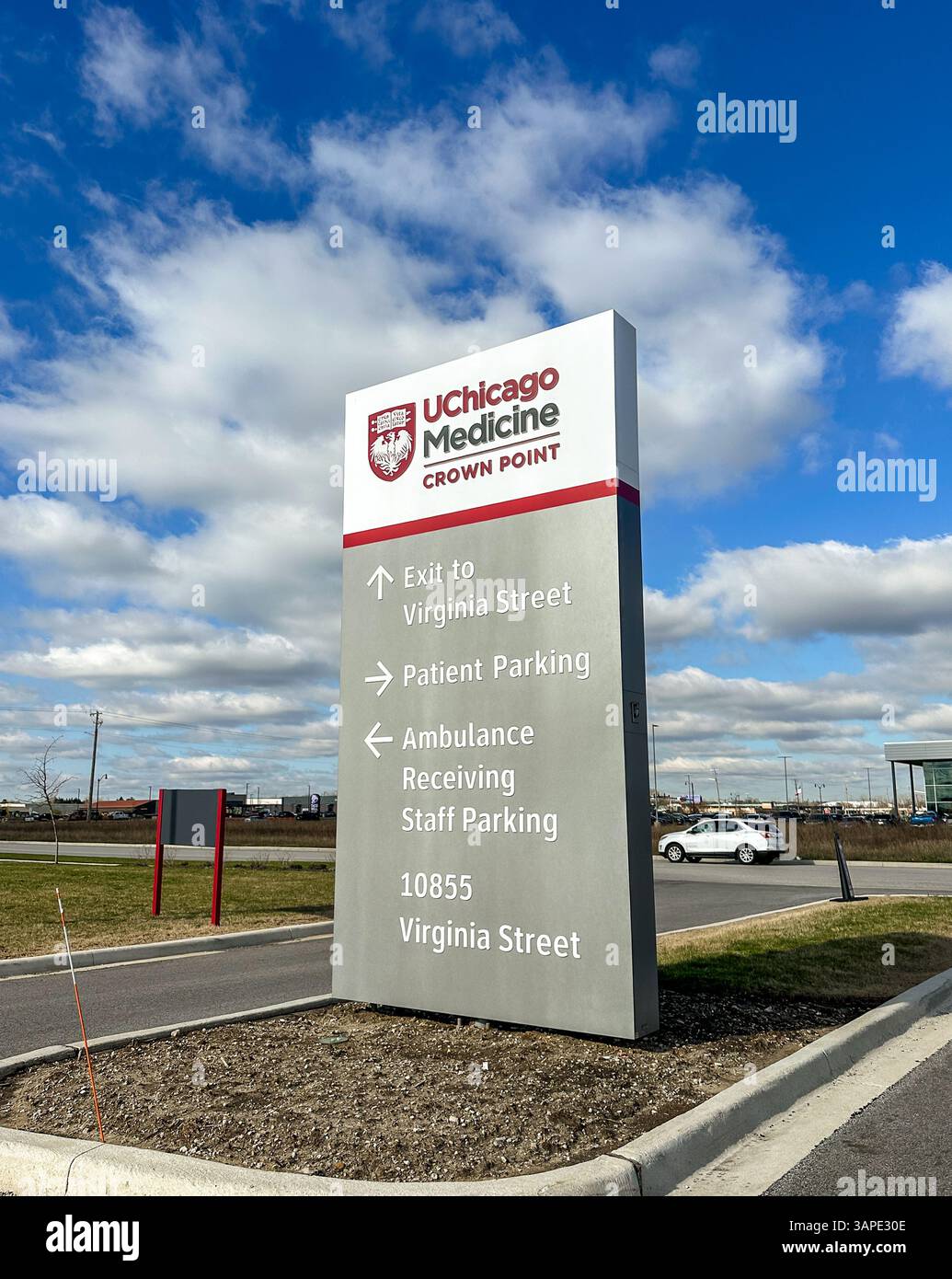 UChicago medical facility directional sign - Smartphone Captured Stock Image