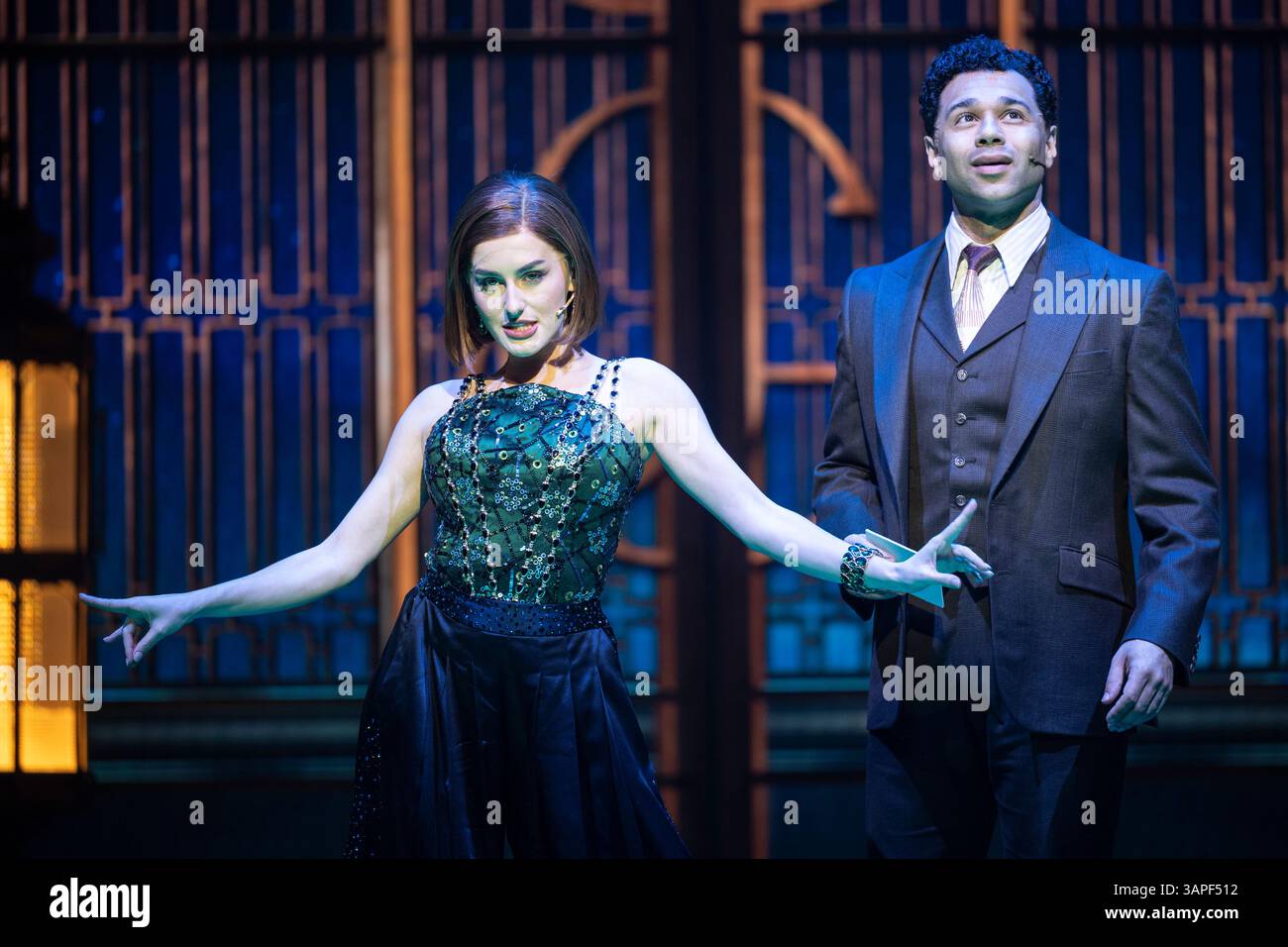 London, UK. 16 April 2025. (L) Amber Davies as Jordan Baker and Corbin ...