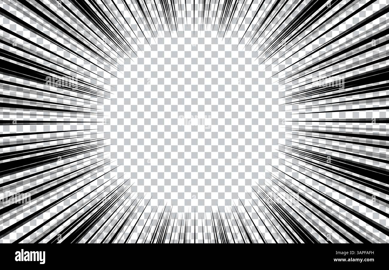 manga comic with Concentrated lines on transparent background Stock Vector