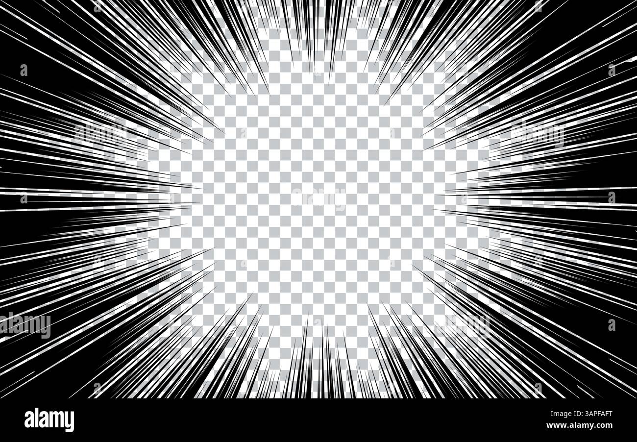 manga comic with Concentrated lines on transparent background Stock Vector