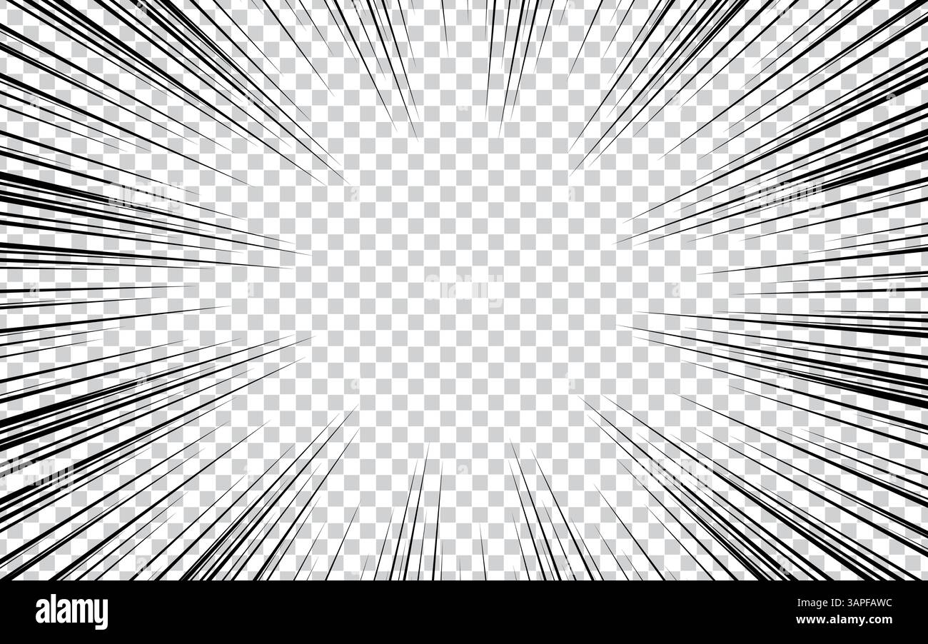 manga comic with Concentrated lines on transparent background Stock Vector