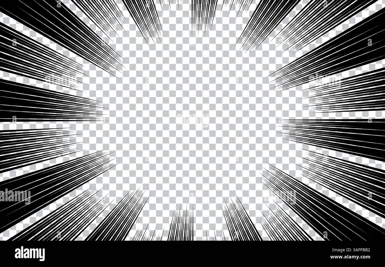 manga comic with Concentrated lines on transparent background Stock Vector