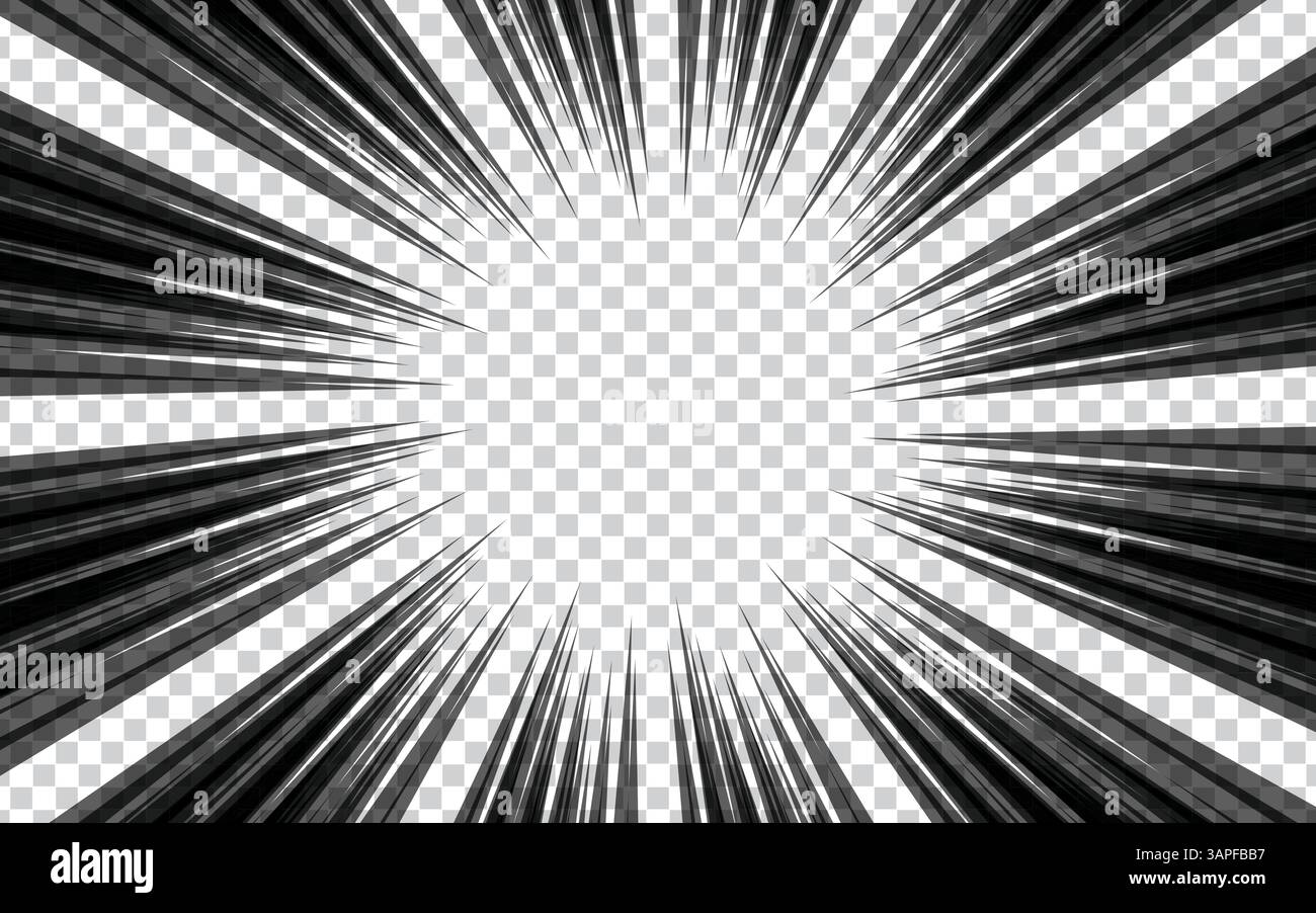 manga comic with Concentrated lines on transparent background Stock Vector