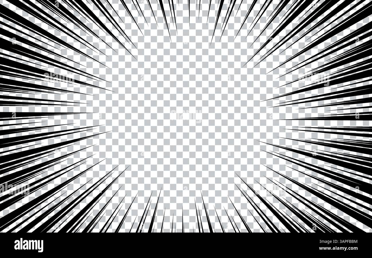 manga comic with Concentrated lines on transparent background Stock Vector