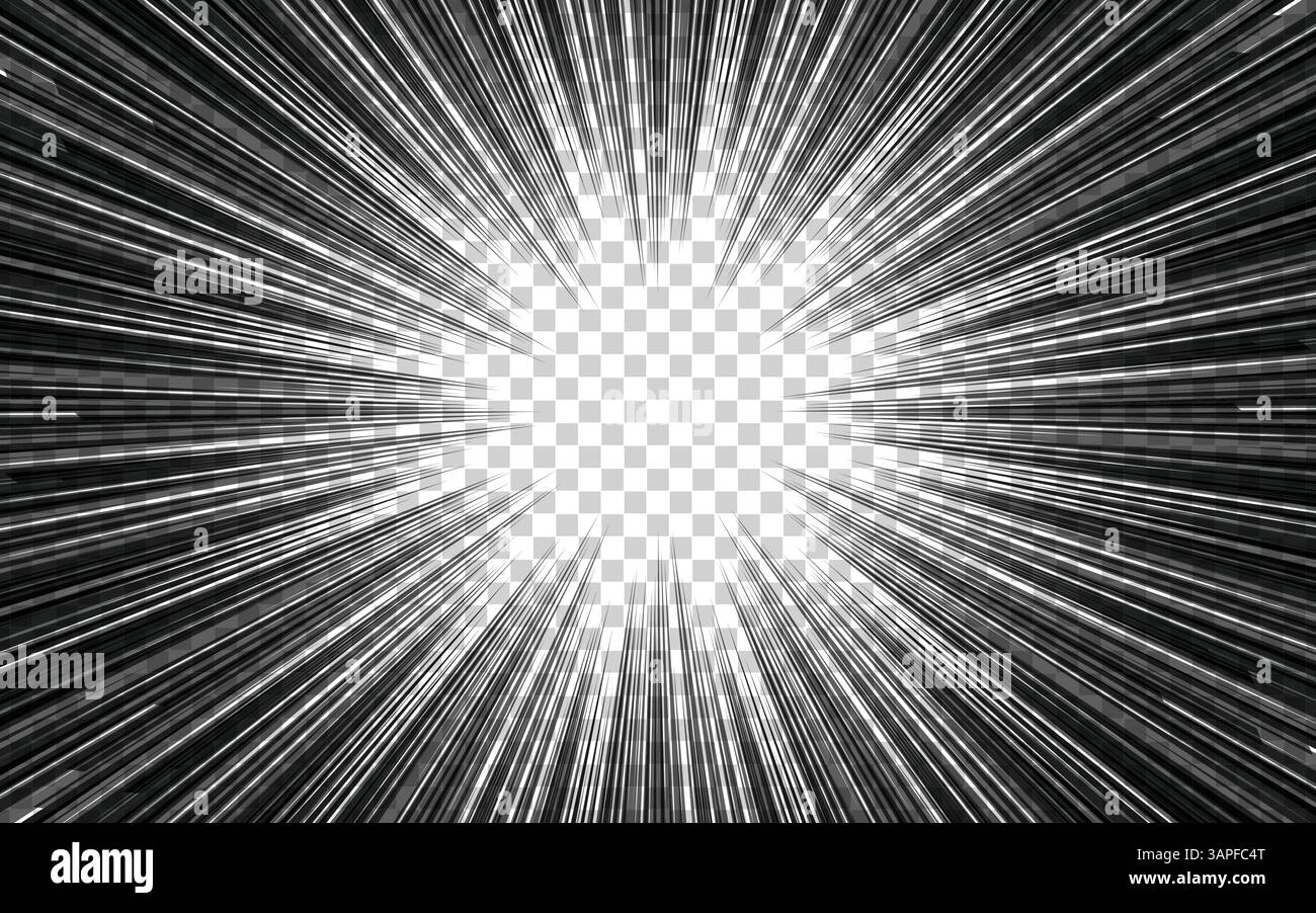 manga comic with Concentrated lines on transparent background Stock Vector