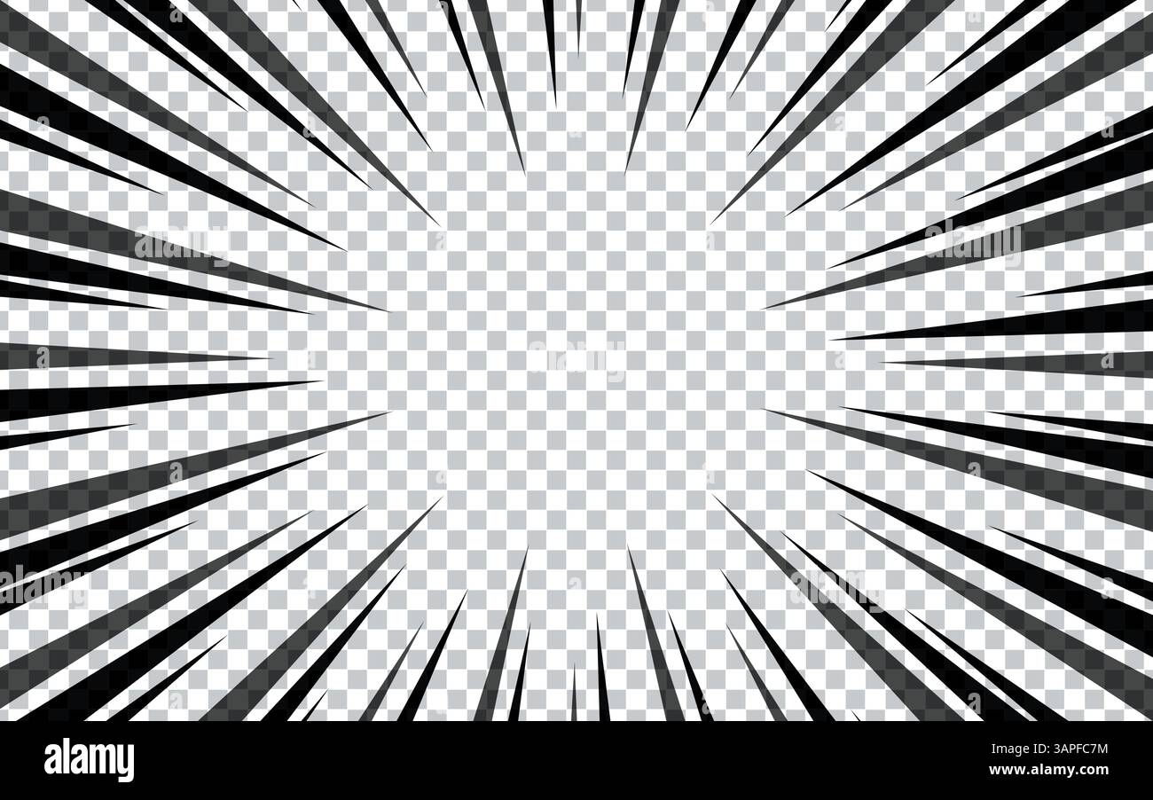 comic book and manga speed lines on transparent background. Vector ...
