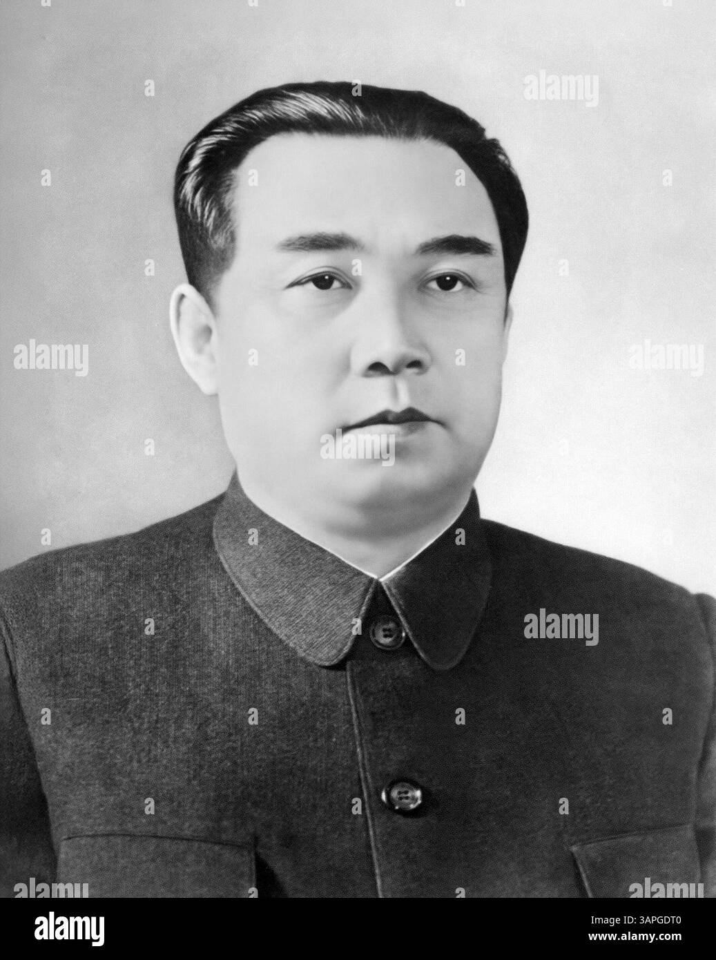 Kim Il Sung. Portrait of the dictator of North Korea, Kim Il Sung (1912-1994), official portrait 1966. Stock Photo