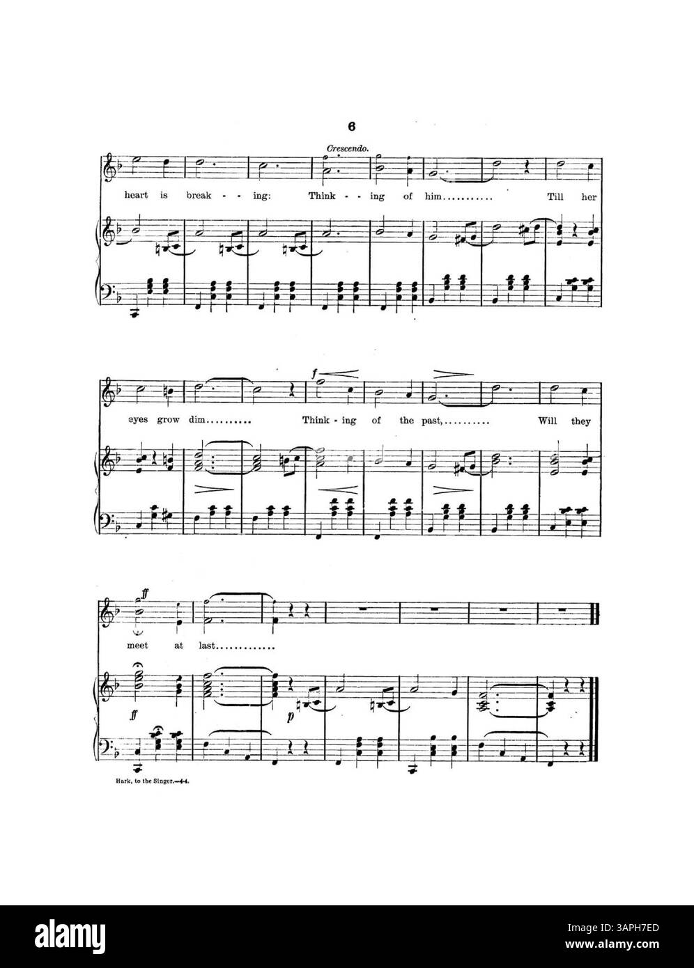 This musical piece titled 'Hark to the Singer' features a waltz with music by Marie Biro de Marion and lyrics by Arthur J. Lamb. Dedicated to Mr. Reginald Blaine, it highlights the compositions of de Marion, including 'Only Love Me' and 'Chicago Marching Club'. The back cover lists works from the Strauss Dance Collection and National Piano Duet Folio. The color in the digital image may differ from the original. Stock Photo