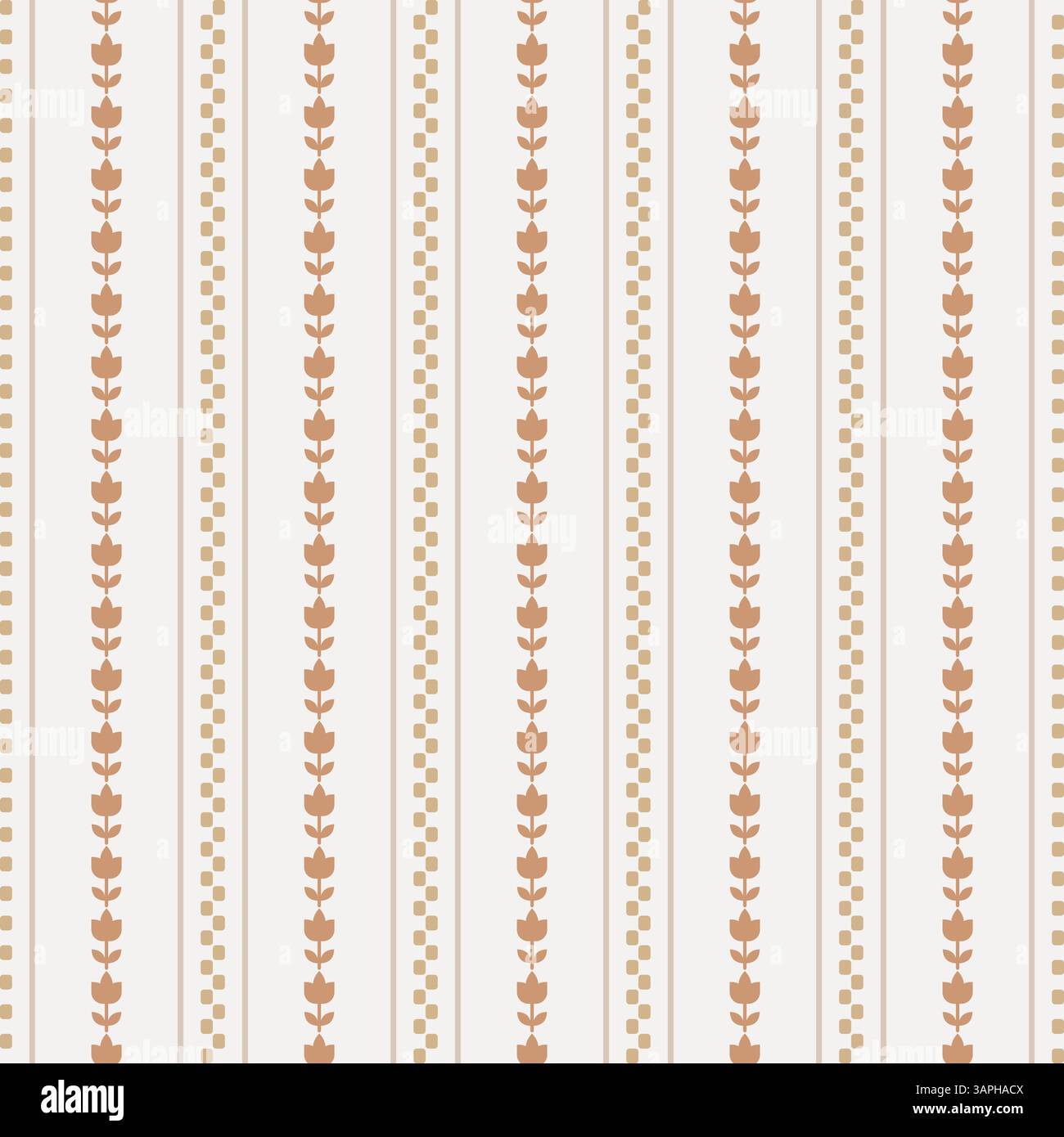 Ticking Line Seamless pattern Background Digital striped Paper for home decor and fabric. Linen beige rustic cottagecore texture. Stock Vector
