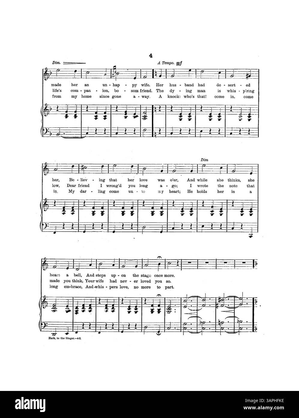 This musical piece titled 'Hark to the Singer' features a waltz with music by Marie Biro de Marion and lyrics by Arthur J. Lamb. Dedicated to Mr. Reginald Blaine, it highlights the compositions of de Marion, including 'Only Love Me' and 'Chicago Marching Club'. The back cover lists works from the Strauss Dance Collection and National Piano Duet Folio. The color in the digital image may differ from the original. Stock Photo