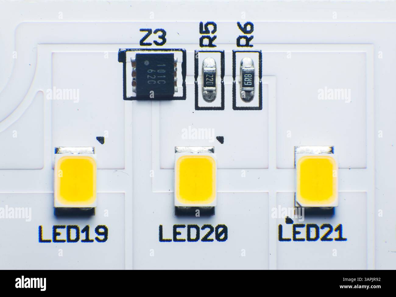 LED Lamp Chip. LED Diode. LED lamp close-up. Stock Photo