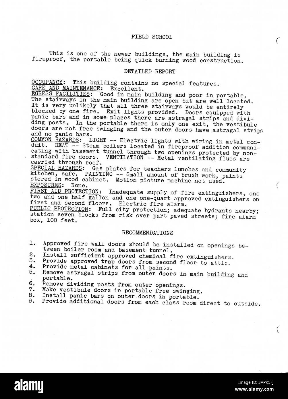 Fire Protection Engineer Report Example The February 23, 1933 Fire Protection Engineering Report documents the ...