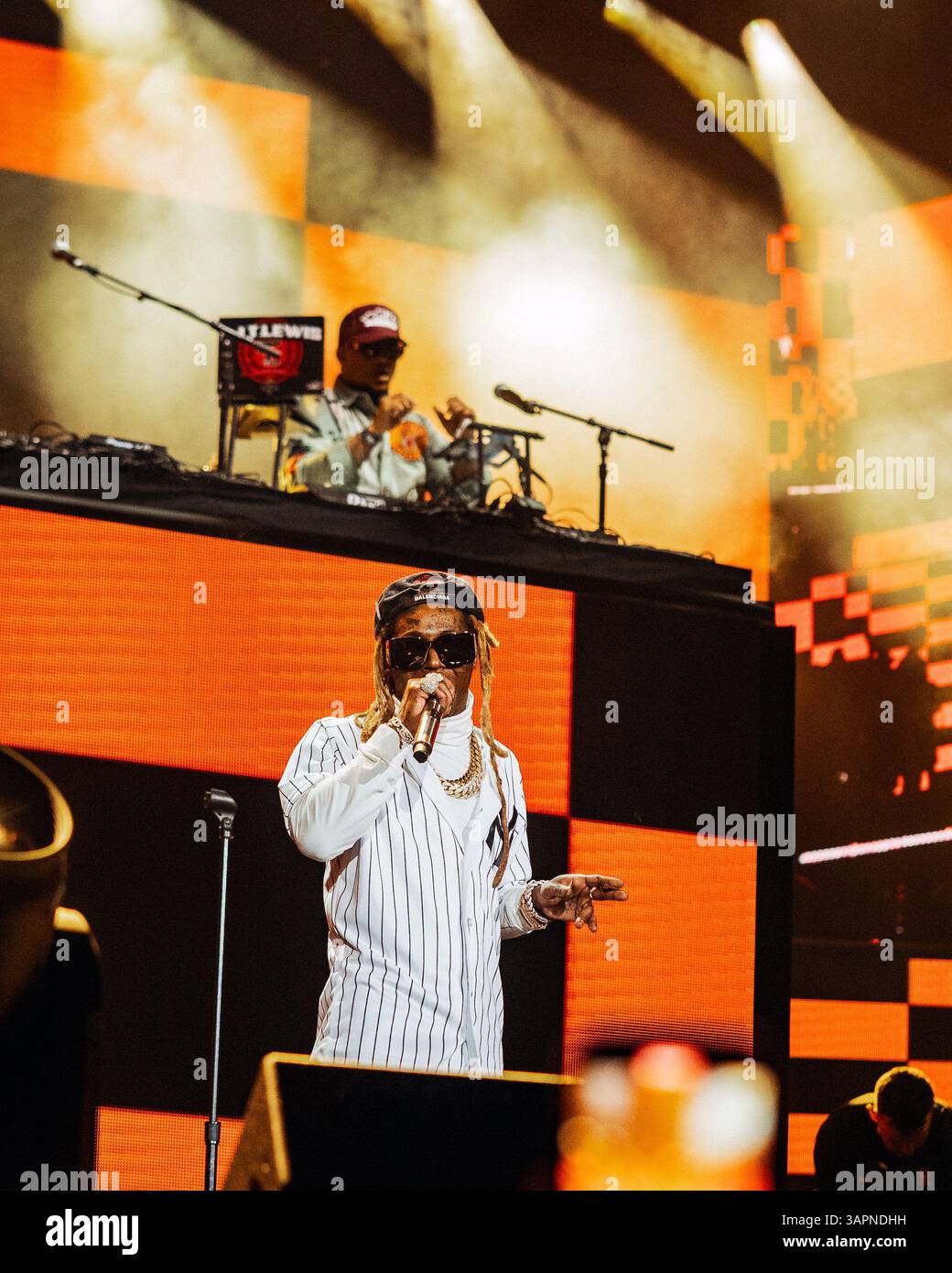 Lil Wayne performing some of greatest hits at Hip-Hop 50 Live concert in New York City. Stock Photo