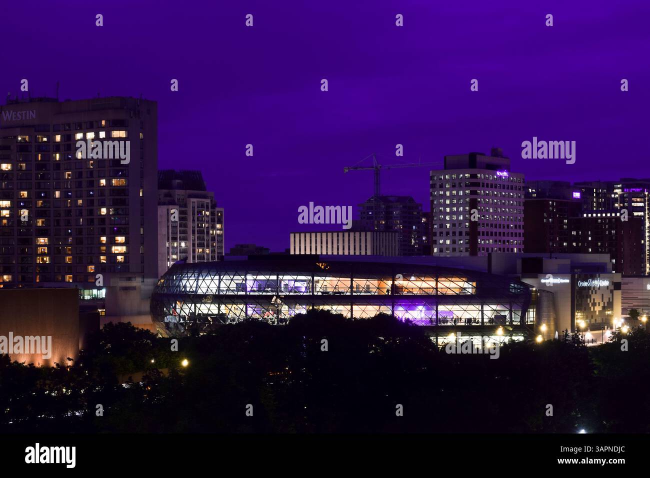 Ottawa, Ontario, Canada - June 9, 2022: View of the Shaw Centre at night Stock Photo