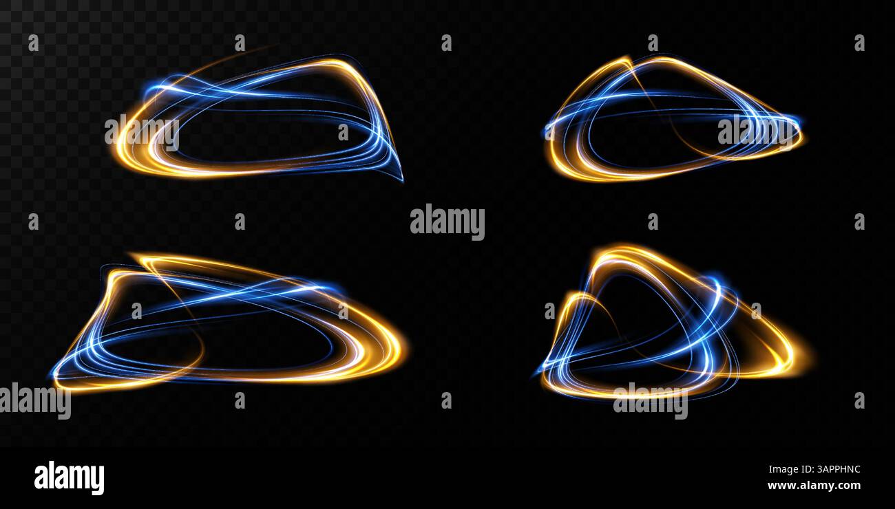 Discover Dynamic Light Trails in Blue and Orange with Smooth Curves for ...